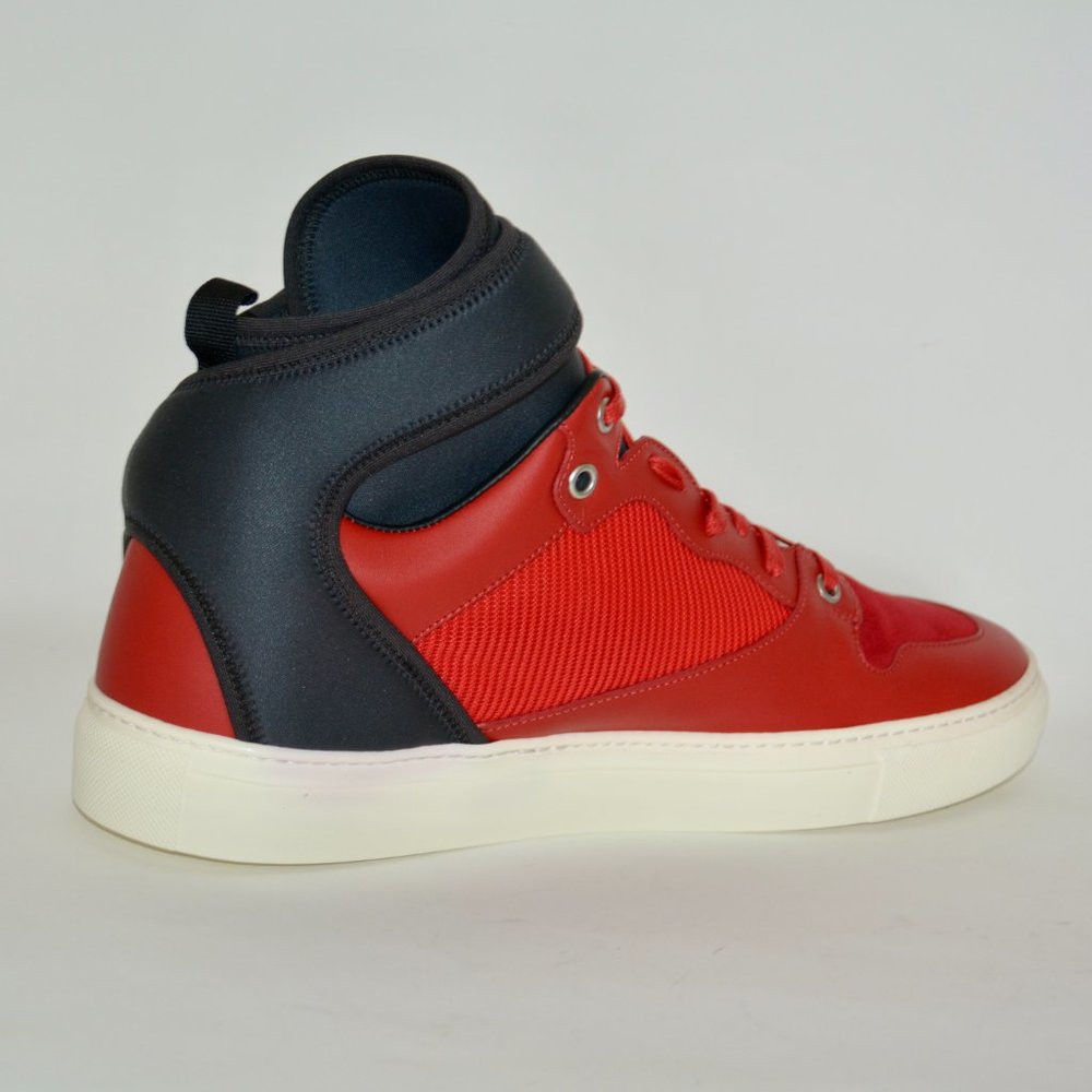 NWT BALENCIAGA MENS NEOPRENE STRAP HITOP LEATHER SNEAKERS US 41 EU 8 - Picture 4 of 10